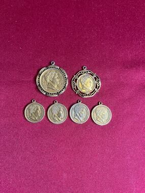 6pc Vintage Napoleon Bonaparte Coin Charm & Pendant Medallion Lot
